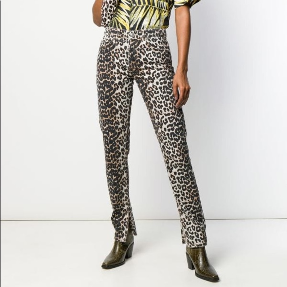 Ganni leopard slim-fit jeans